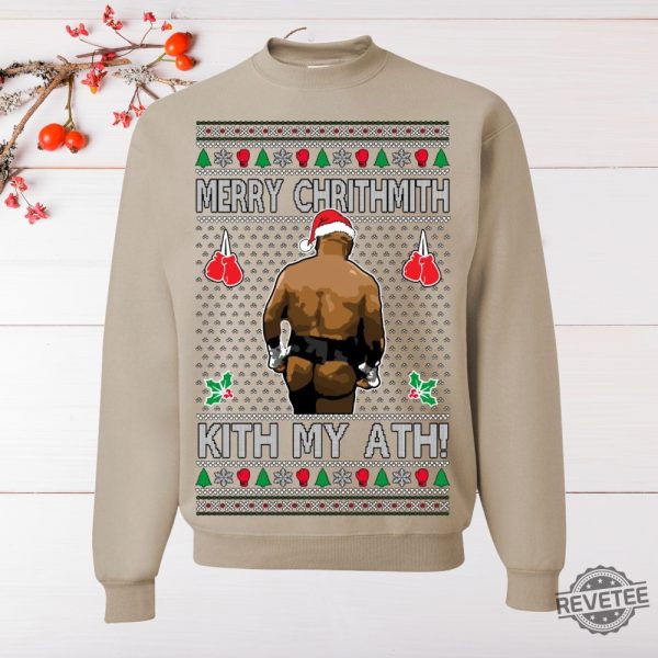 Funny Merry Chrithmith Kith My Ath Mike Tyson Butt Shirt Hoodie Sweatshirt Kiss My Ass Mike Tyson Shirt Gift For Men Women Funny Ugly Christmas revetee 8