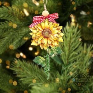 personalized sunflower christmas ornament 2d flat custom name sunflower xmas tree decoration gift laughinks 1