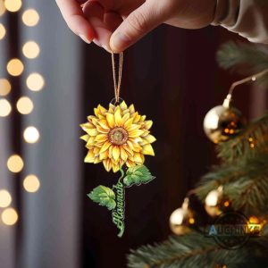 personalized sunflower christmas ornament 2d flat custom name sunflower xmas tree decoration gift laughinks 2