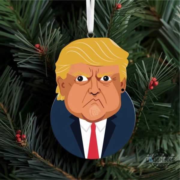 donald trump face 2024 wooden christmas ornament