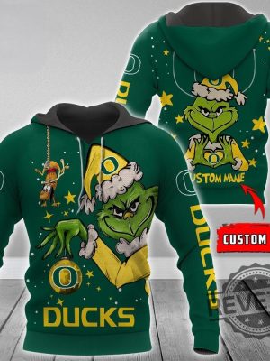 Ncaa Oregon Ducks Football The Grinch Christmas Hoodie Personalized Custom Name 3D All Over Printed Shirt Sweatshirt Unique revetee 2