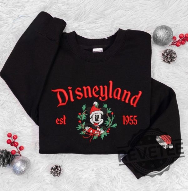 Magical World Christmas Disneyland Mickey Mouse Embroidered Sweatshirt Hoodie T Shirt Personalized Custom Name Christmas Gift Unique revetee 2