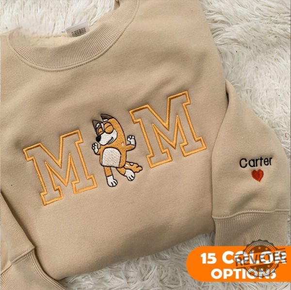 Bluey Dad Bluey Mom Custom Name Embroidered Sweatshirt T Shirt Hoodie Gift For Mama Gift For Dad Mothers Day Fathers Day Christmas Unique revetee 4