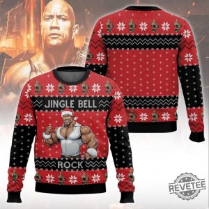 Dwayne Johnson Jingel Bell Rock Ugly Christmas Sweater Dwayne Johnson Jingle Bell Rock Xmas Sweater Dwayne Johnson Santa Hat Shirt revetee 1