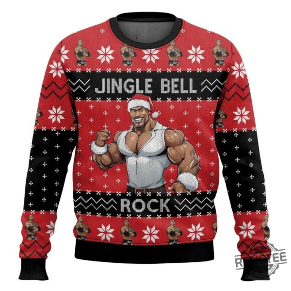 Dwayne Johnson Jingel Bell Rock Ugly Christmas Sweater Dwayne Johnson Jingle Bell Rock Xmas Sweater Dwayne Johnson Santa Hat Shirt revetee 2