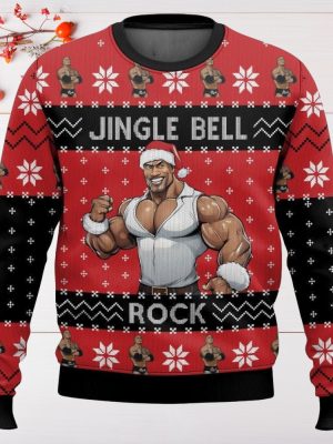 Dwayne Johnson Jingel Bell Rock Ugly Christmas Sweater Dwayne Johnson Jingle Bell Rock Xmas Sweater Dwayne Johnson Santa Hat Shirt revetee 4