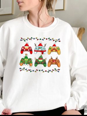 Video Game Controller Christmas Santa Hat Shirt Hoodie Sweatshirt Game Player Christmas T Shirt Christmas Gift For Gamer Unique revetee 3