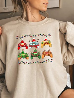 Video Game Controller Christmas Santa Hat Shirt Hoodie Sweatshirt Game Player Christmas T Shirt Christmas Gift For Gamer Unique revetee 4