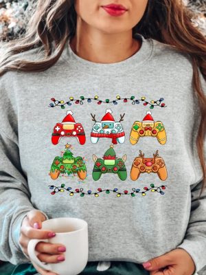 Video Game Controller Christmas Santa Hat Shirt Hoodie Sweatshirt Game Player Christmas T Shirt Christmas Gift For Gamer Unique revetee 5