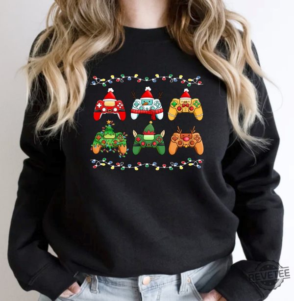 Video Game Controller Christmas Santa Hat Shirt Hoodie Sweatshirt Game Player Christmas T Shirt Christmas Gift For Gamer Unique revetee 6