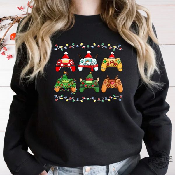 Video Game Controller Christmas Santa Hat Shirt Hoodie Sweatshirt Game Player Christmas T Shirt Christmas Gift For Gamer Unique revetee 7