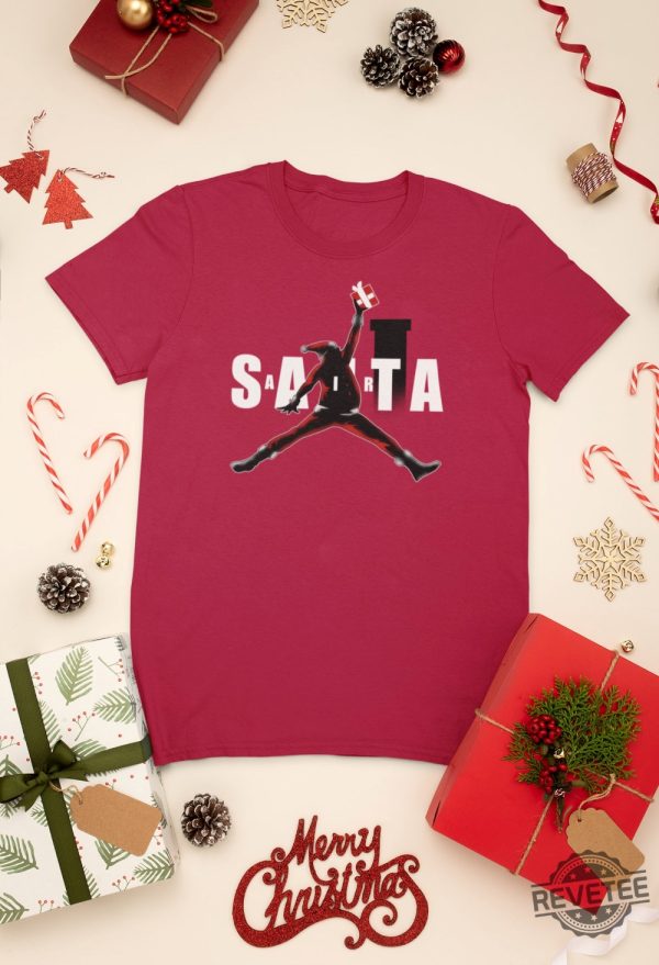 Air Santa Christmas Gift T Shirt Basketball Christmas Air Santa Claus Shirt Matching Christmas Shirt For Families Gift For Husband Wife Daughter Son revetee 2