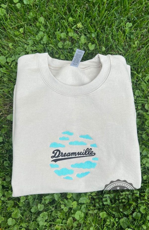 J. Cole Dreamville Embroidered Unisex Crewneck Hoodie Sweater T Shirt Dreamville Clouds Embroidered Sweatshirt Gift For Dreamville Records Fan revetee 2