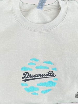 J. Cole Dreamville Embroidered Unisex Crewneck Hoodie Sweater T Shirt Dreamville Clouds Embroidered Sweatshirt Gift For Dreamville Records Fan revetee 4