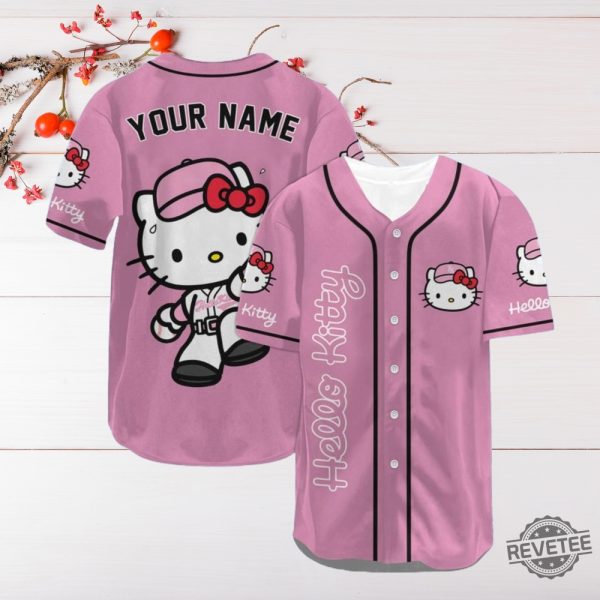 Hello Kitty Custom Name Baseball Shirt Hello Kitty Personalized Jersey Shirt Gift For Her Gift For Daughter Christmas Gift Unique revetee 2