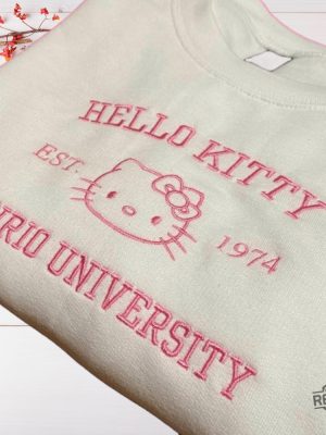 Hello Kitty Esst 1974 Sanrio University Embroidered Crewneck Sweatshirt T Shirt Hoodie Hello Kitty University Sweatshirt Christmas Gifts Unique revetee 2