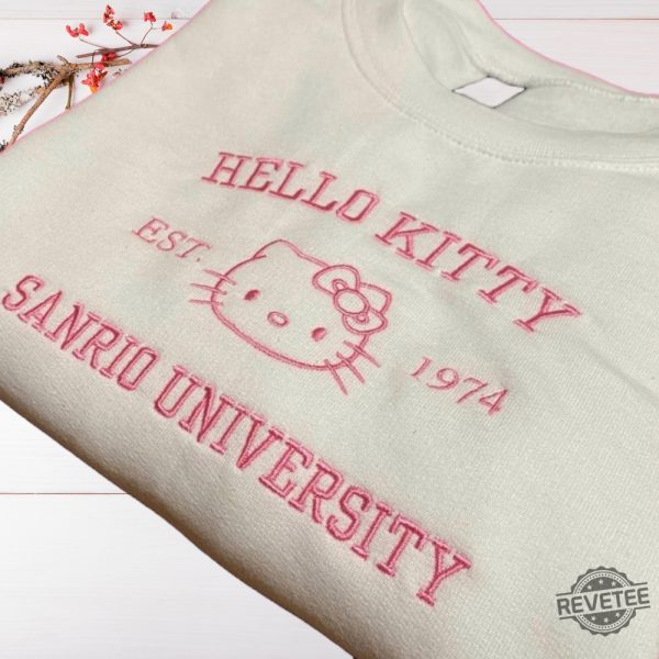 Hello Kitty Esst 1974 Sanrio University Embroidered Crewneck Sweatshirt T Shirt Hoodie Hello Kitty University Sweatshirt Christmas Gifts Unique revetee 2