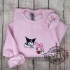 Onegai My Melody And Kuromi Embroidered Sweatshirt Hoodie T Shirt Cute Kitty Valentines Day Gift For Her Or Him Unique revetee 1