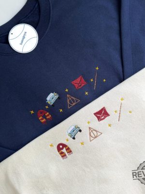 Harry Potter Hogwarts Icons Embroidered Sweatshirt Hoodie T Shirt School Of Witchcraft And Wizardry Gift For Harry Potter Fan Unique revetee 3