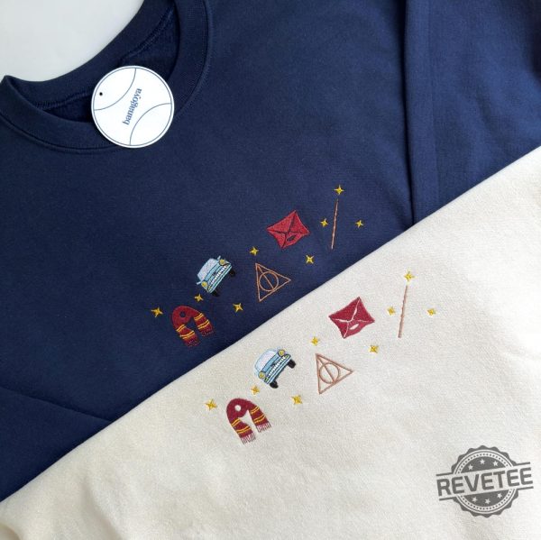 Harry Potter Hogwarts Icons Embroidered Sweatshirt Hoodie T Shirt School Of Witchcraft And Wizardry Gift For Harry Potter Fan Unique revetee 3