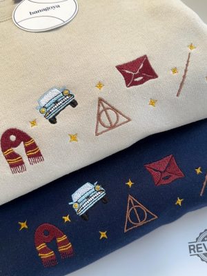 Harry Potter Hogwarts Icons Embroidered Sweatshirt Hoodie T Shirt School Of Witchcraft And Wizardry Gift For Harry Potter Fan Unique revetee 4