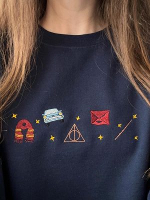 Harry Potter Hogwarts Icons Embroidered Sweatshirt Hoodie T Shirt School Of Witchcraft And Wizardry Gift For Harry Potter Fan Unique revetee 6