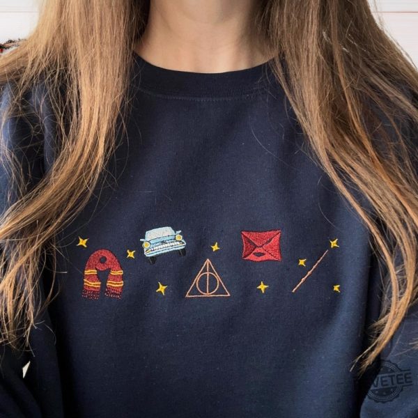 Harry Potter Hogwarts Icons Embroidered Sweatshirt Hoodie T Shirt School Of Witchcraft And Wizardry Gift For Harry Potter Fan Unique revetee 6