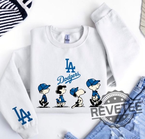 Los Angeles Dodgers Peanuts Snoopy And Friend Walking Crewneck Sweater T Shirt Hoodie Sweatshirt Unique Gift For Los Angeles Dodgers Fan revetee 1