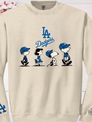 Los Angeles Dodgers Peanuts Snoopy And Friend Walking Crewneck Sweater T Shirt Hoodie Sweatshirt Unique Gift For Los Angeles Dodgers Fan revetee 6