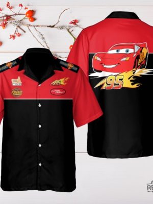 Lightning Mcqueen 95 Hawaiian Shirt Piston Cup Champion Disney World Disneyland Lightning Mcqueen Button Up Shirt Gift For Fan Unique revetee 4