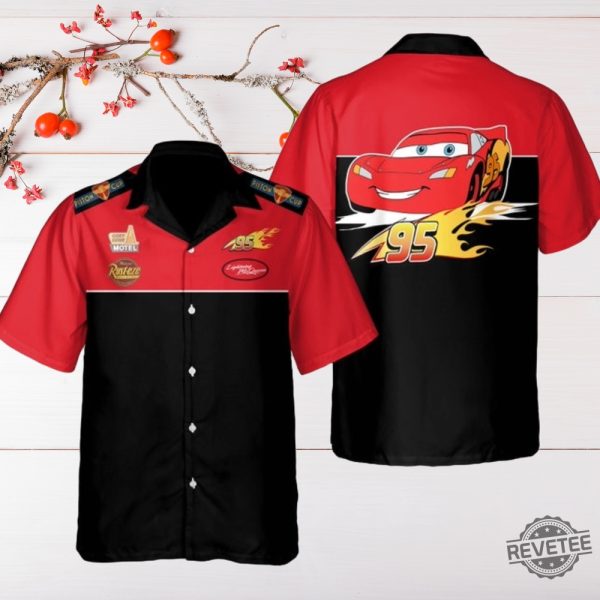 Lightning Mcqueen 95 Hawaiian Shirt Piston Cup Champion Disney World Disneyland Lightning Mcqueen Button Up Shirt Gift For Fan Unique revetee 4