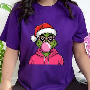 retro christmas grinch shirt pink whimsical merry grinchmas tshirt pink balloon bubble gum grinch graphic tee laughinks 3