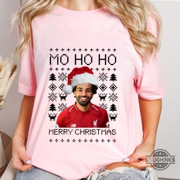 mo ho ho merry liverpool christmas ugly sweatshirt t shirt hoodie mohamed salah gift for fans laughinks 3