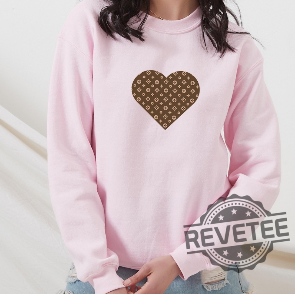 Louis Vuitton Chic Heart Sweatshirt Hoodie Shirt Valentines Day Sweatshirt Gift For Her Louis Vuitton Lover Sweatshirt Shirt Unique