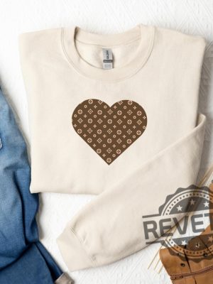 Louis Vuitton Chic Heart Sweatshirt Hoodie Shirt Valentines Day Sweatshirt Gift For Her Louis Vuitton Lover Sweatshirt Shirt Unique revetee 2