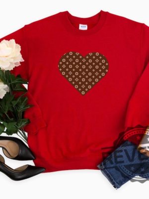 Louis Vuitton Chic Heart Sweatshirt Hoodie Shirt Valentines Day Sweatshirt Gift For Her Louis Vuitton Lover Sweatshirt Shirt Unique revetee 3