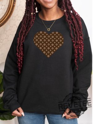 Louis Vuitton Chic Heart Sweatshirt Hoodie Shirt Valentines Day Sweatshirt Gift For Her Louis Vuitton Lover Sweatshirt Shirt Unique revetee 4