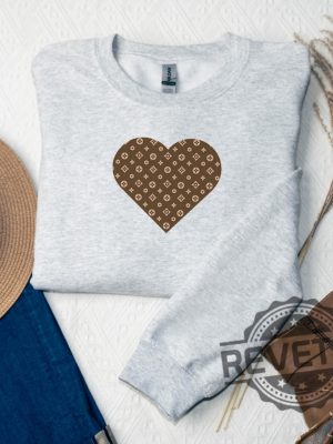 Louis Vuitton Chic Heart Sweatshirt Hoodie Shirt Valentines Day Sweatshirt Gift For Her Louis Vuitton Lover Sweatshirt Shirt Unique revetee 5