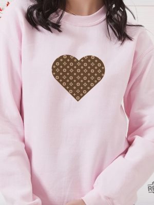 Louis Vuitton Chic Heart Sweatshirt Hoodie Shirt Valentines Day Sweatshirt Gift For Her Louis Vuitton Lover Sweatshirt Shirt Unique revetee 7