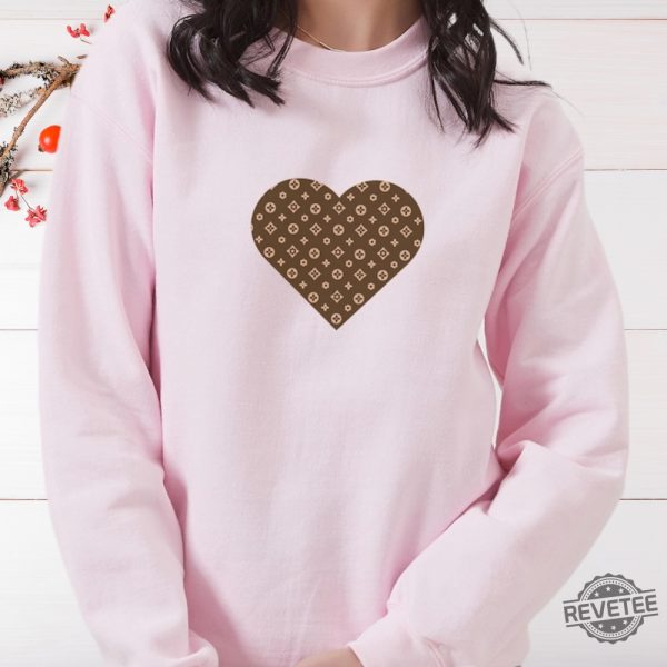 Louis Vuitton Chic Heart Sweatshirt Hoodie Shirt Valentines Day Sweatshirt Gift For Her Louis Vuitton Lover Sweatshirt Shirt Unique revetee 7