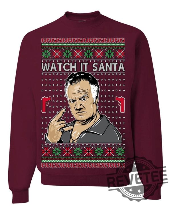 Soprano Watch It Santa Paulie Ugly Christmas Sweater Ugly Christmas Unisex Crewneck Sweatshirt Unique revetee 5