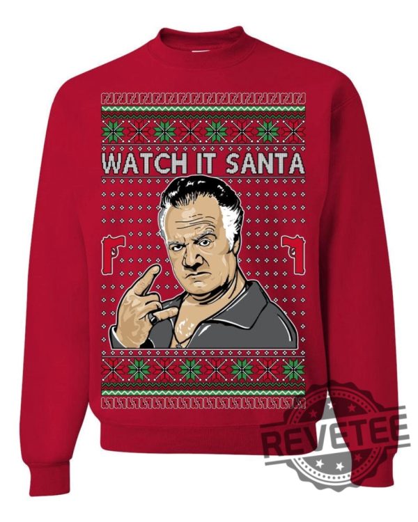 Soprano Watch It Santa Paulie Ugly Christmas Sweater Ugly Christmas Unisex Crewneck Sweatshirt Unique revetee 6