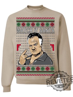 Soprano Watch It Santa Paulie Ugly Christmas Sweater Ugly Christmas Unisex Crewneck Sweatshirt Unique revetee 7