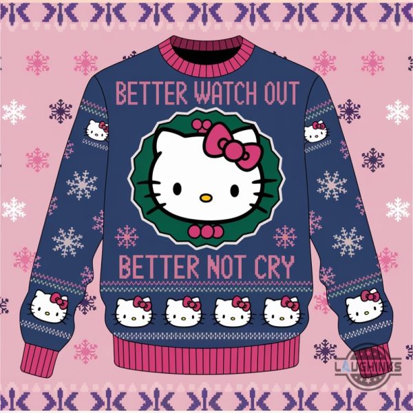 better watch out better not cry hello kitty ugly christmas sweater