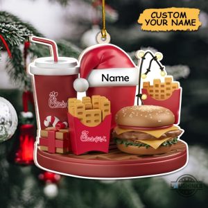 chick a fil a logo wooden christmas ornament custom name fast food chicken xmas tree decor holiday keepsake gift laughinks 1