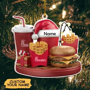 chick a fil a logo wooden christmas ornament custom name fast food chicken xmas tree decor holiday keepsake gift laughinks 3