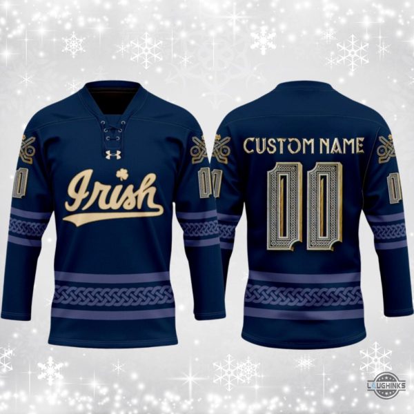 custom notre dame football fighting irish 2024 hockey jersey shirt