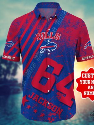 Buffalo Bills Nflpersonalized Custom Name Number Hawaiian Shirt Button Up Shirt Unique Gift For Fan revetee 5