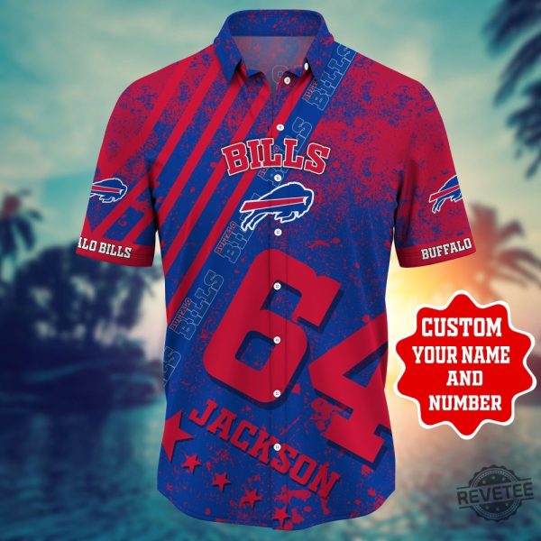 Buffalo Bills Nflpersonalized Custom Name Number Hawaiian Shirt Button Up Shirt Unique Gift For Fan revetee 5