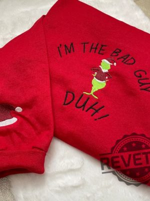 Billie Eilish Im A Bad Guy Christmas Grinch Embroidered Sweatshirt Hoodie T Shirt Christmas Gift For Her Gift For Him Unique revetee 4